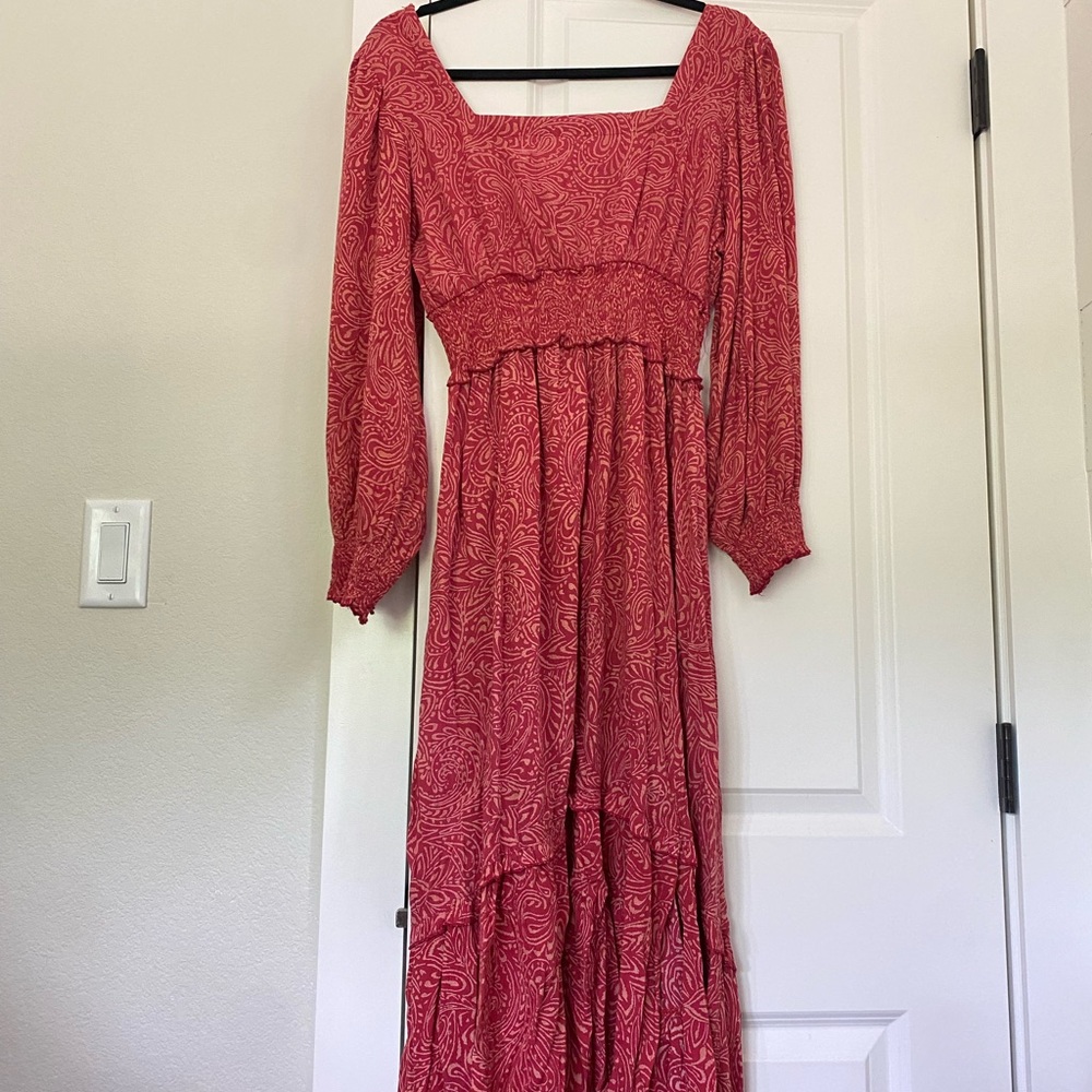 Elegant Red Paisley Dress